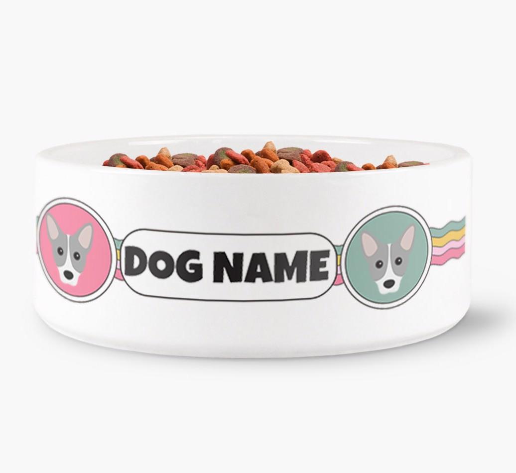 Rainbow Waves - Personalized Dog Bowl for your {breedFullName}