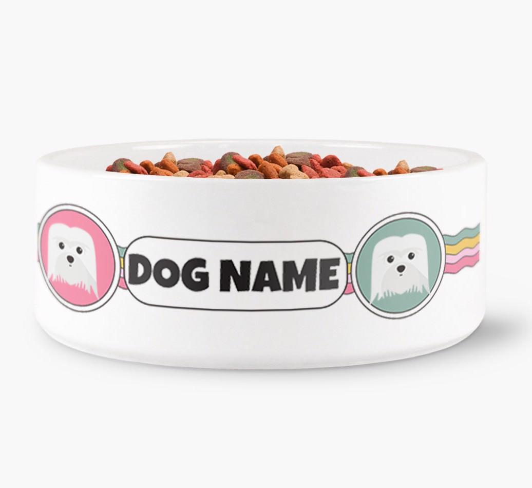 Rainbow Waves - Personalized Dog Bowl for your {breedFullName}