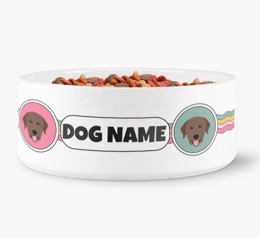 Rainbow Waves - Personalized Dog Bowl for your {breedFullName}