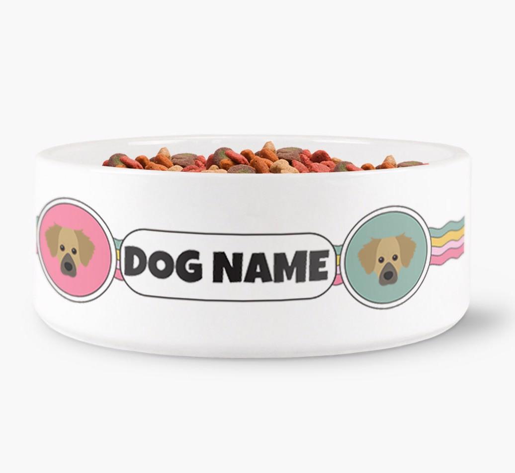 Rainbow Waves - Personalized Dog Bowl for your {breedFullName}