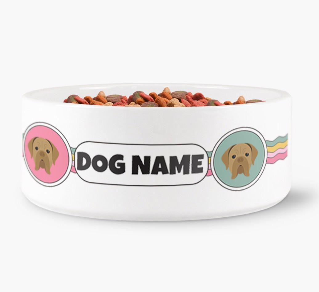 Rainbow Waves - Personalized Dog Bowl for your {breedFullName}