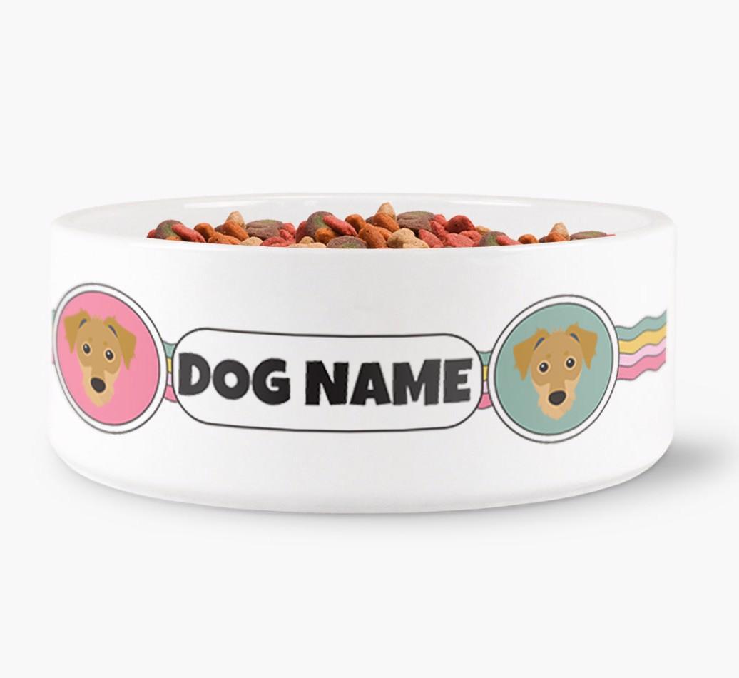 Rainbow Waves - Personalized Dog Bowl for your {breedFullName}