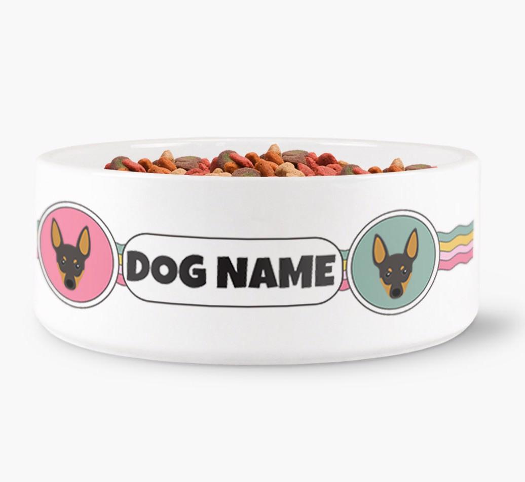Rainbow Waves - Personalized Dog Bowl for your {breedFullName}