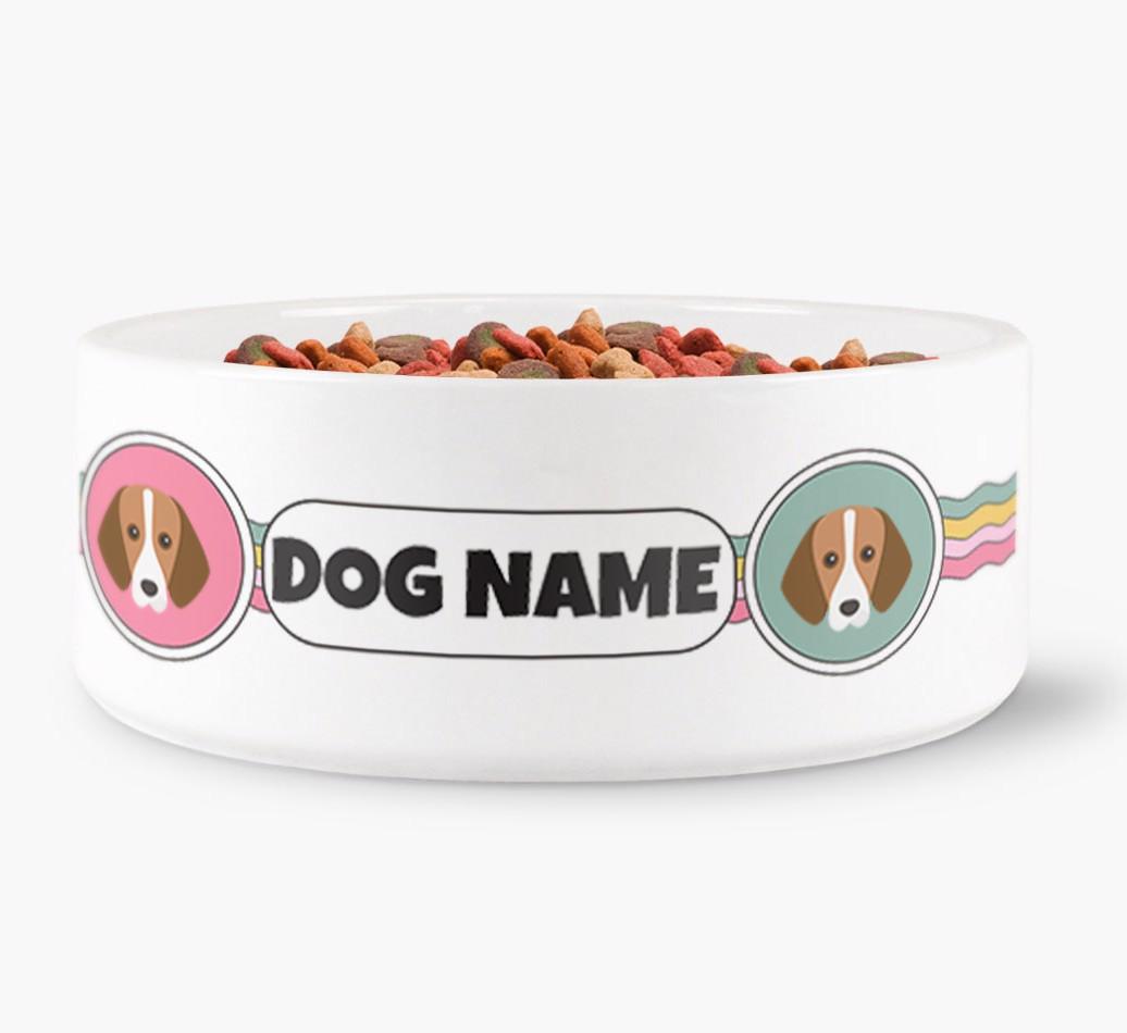 Rainbow Waves - Personalized Dog Bowl for your {breedFullName}