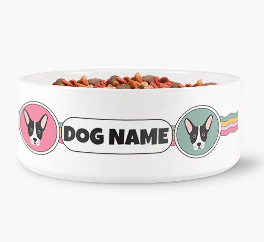 Rainbow Waves - Personalized Dog Bowl for your {breedFullName}