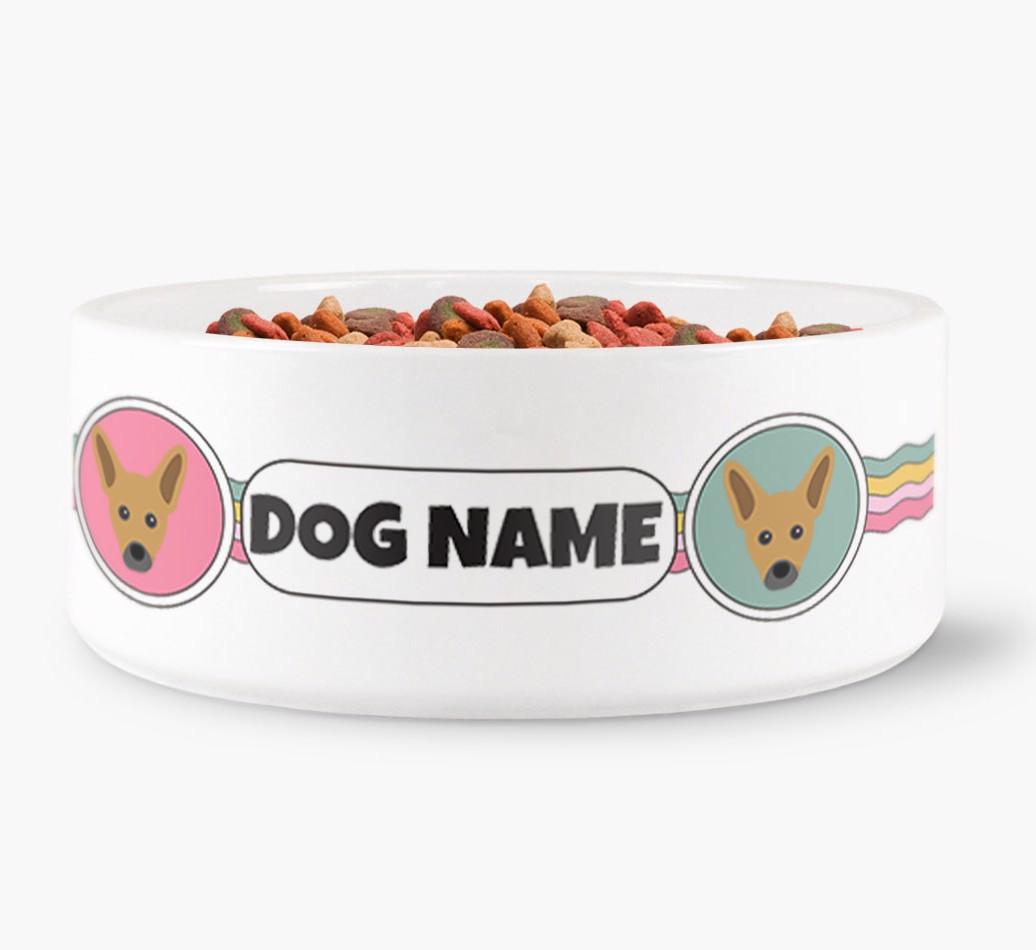 Rainbow Waves - Personalized Dog Bowl for your {breedFullName}