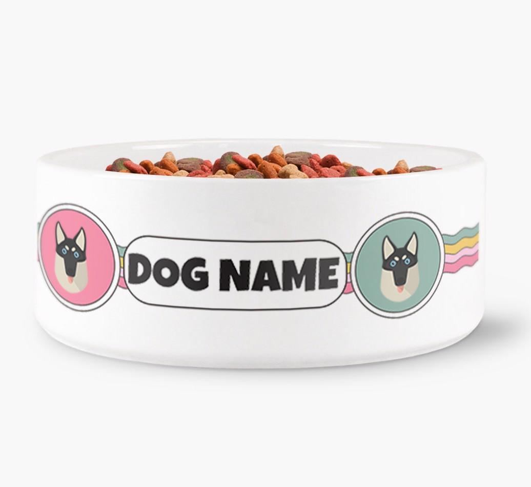 Rainbow Waves - Personalized Dog Bowl for your {breedFullName}