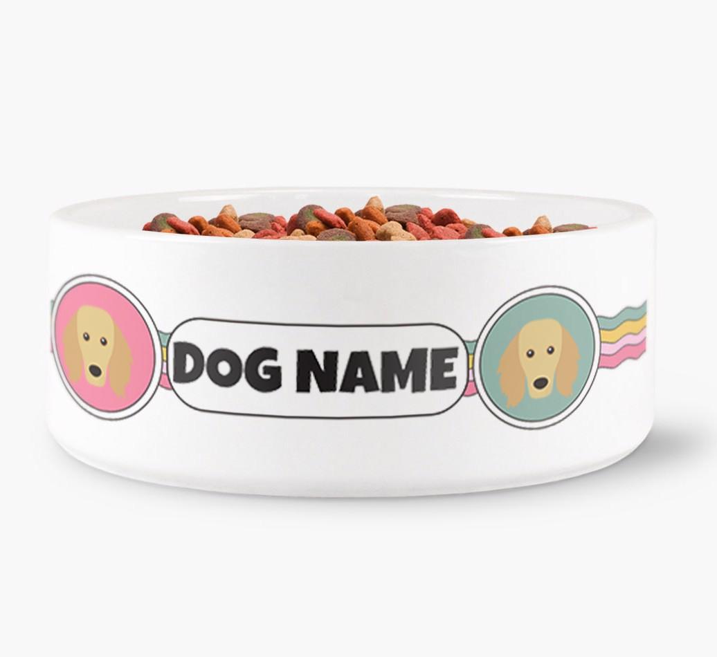 Rainbow Waves - Personalized Dog Bowl for your {breedFullName}