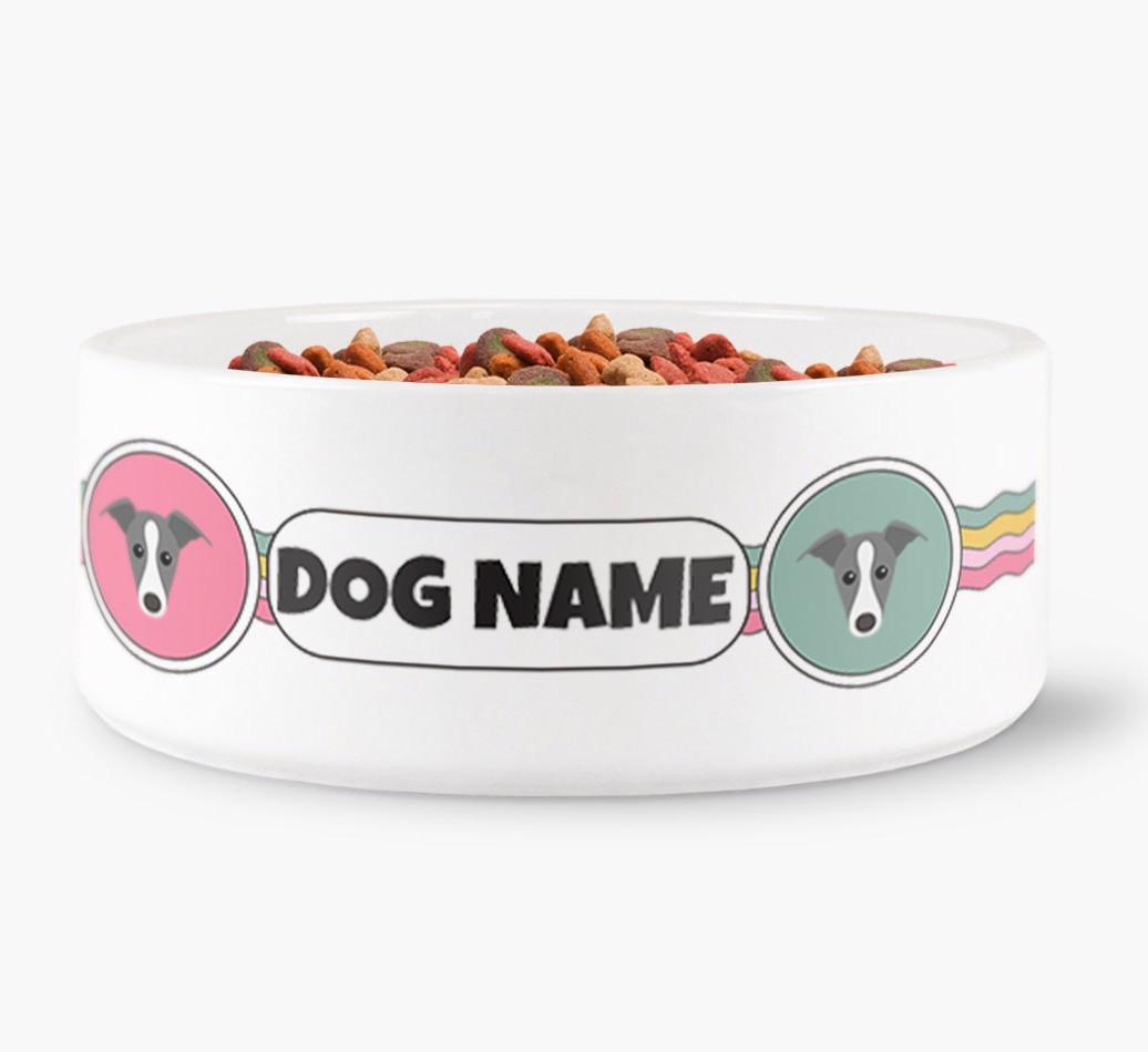 Rainbow Waves - Personalized Dog Bowl for your {breedFullName}