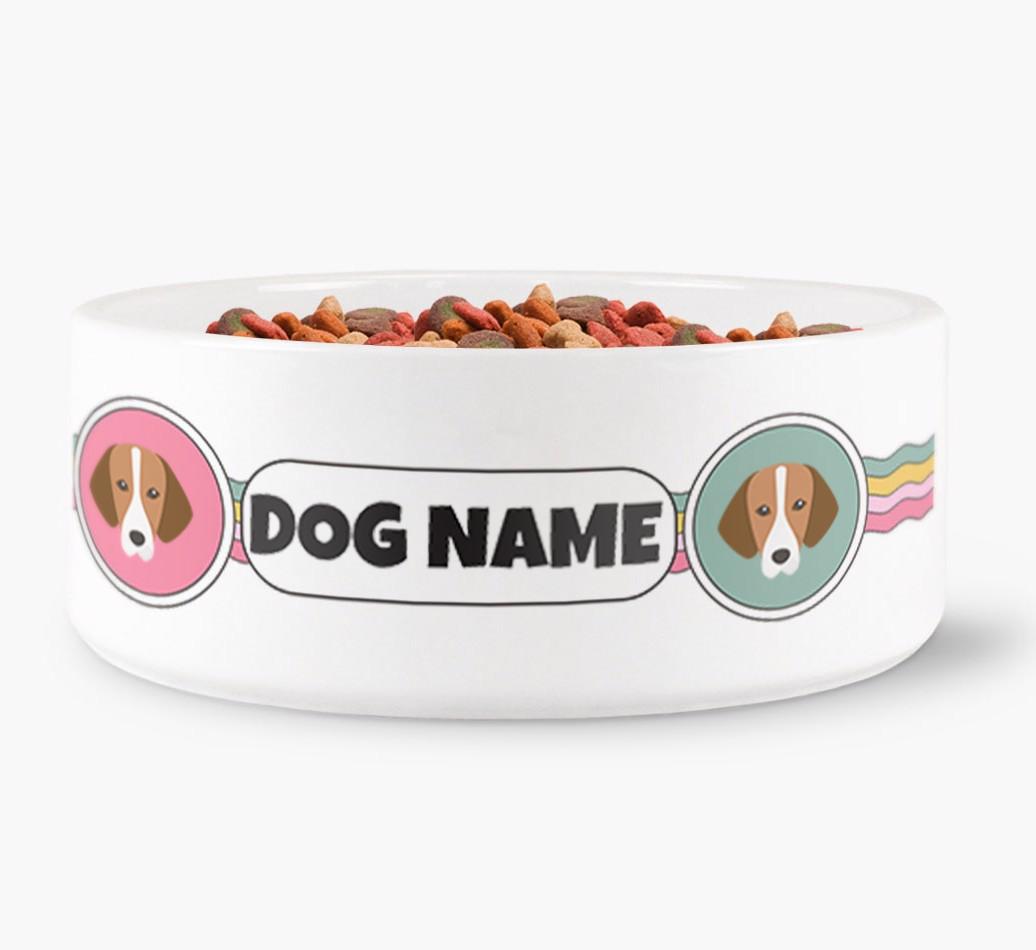 Rainbow Waves - Personalized Dog Bowl for your {breedFullName}
