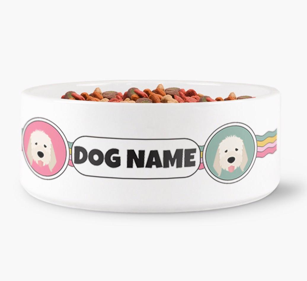 Rainbow Waves - Personalized Dog Bowl for your {breedFullName}