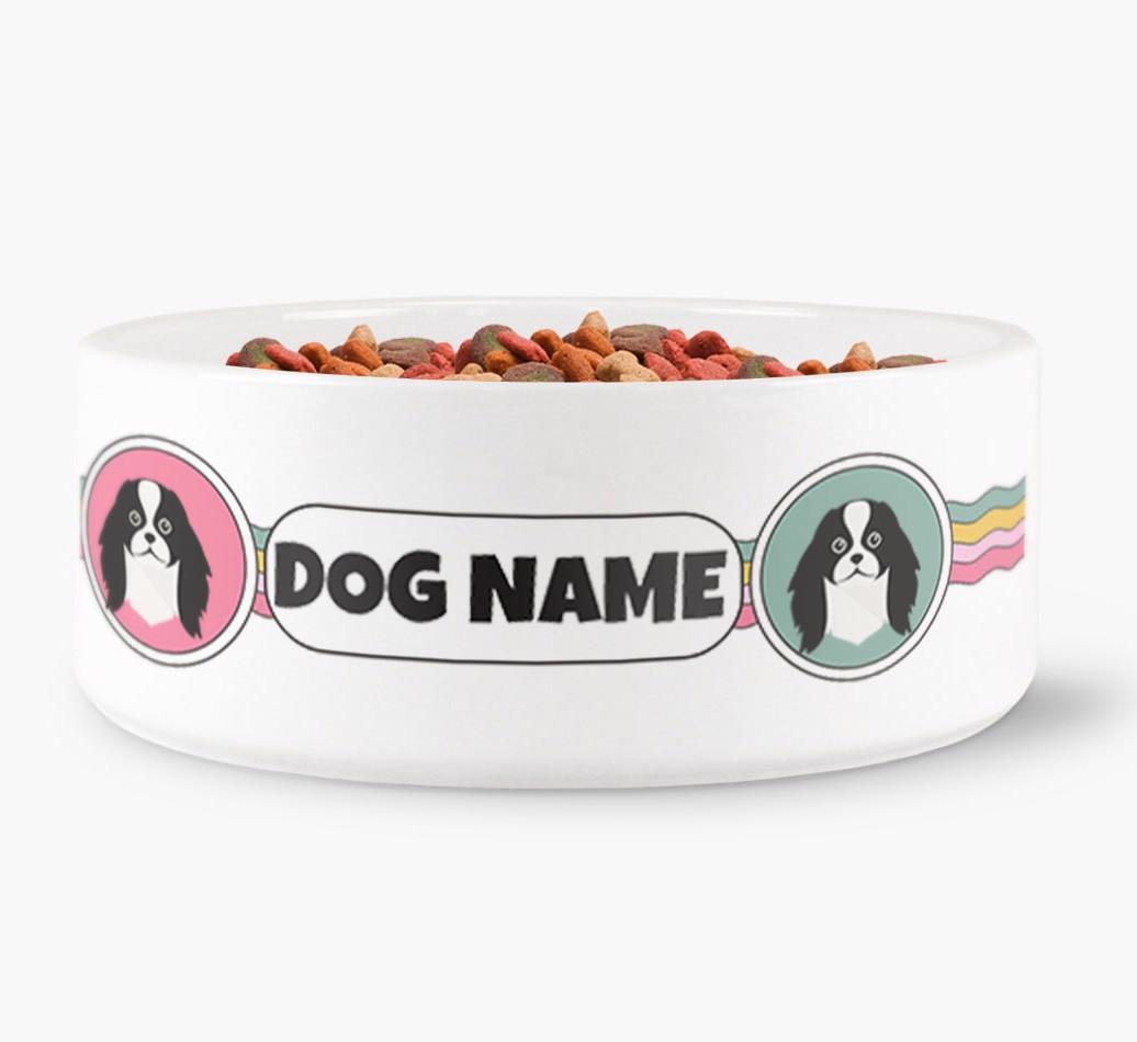 Rainbow Waves - Personalized Dog Bowl for your {breedFullName}
