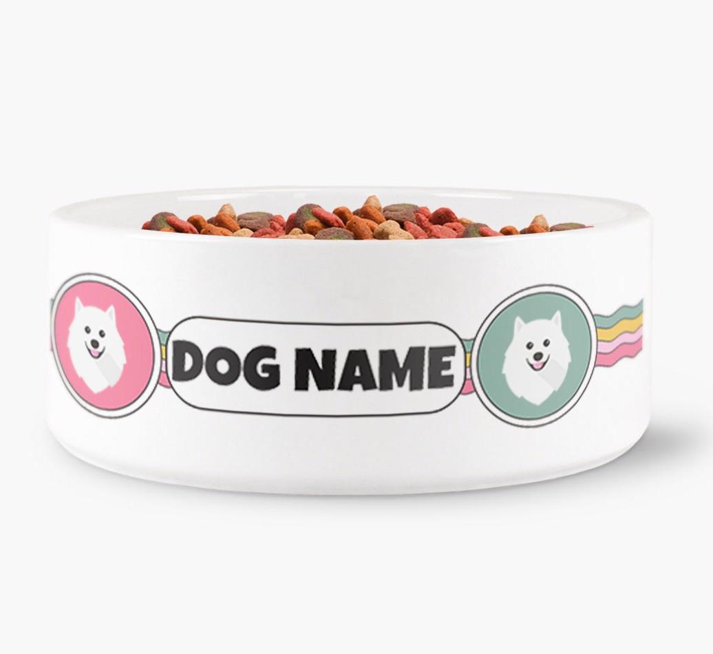 Rainbow Waves - Personalized Dog Bowl for your {breedFullName}