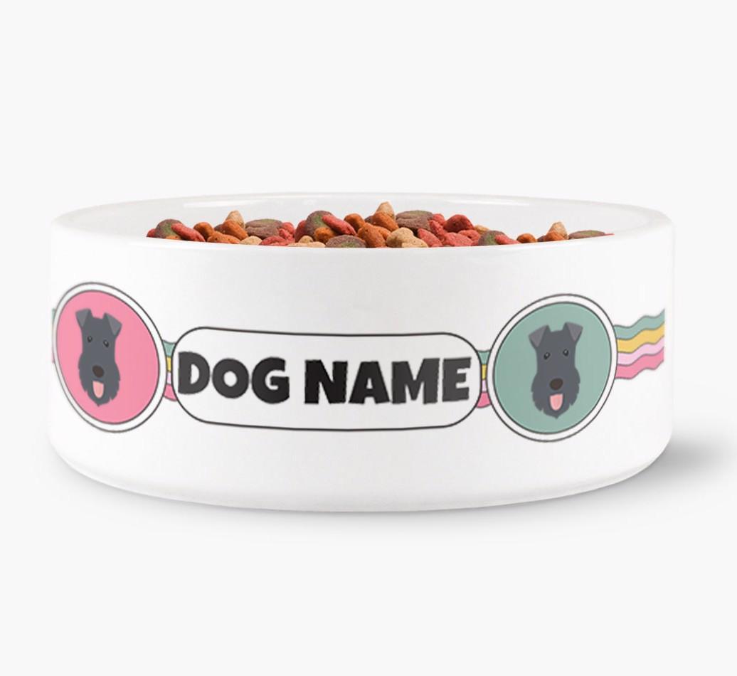Rainbow Waves - Personalized Dog Bowl for your {breedFullName}
