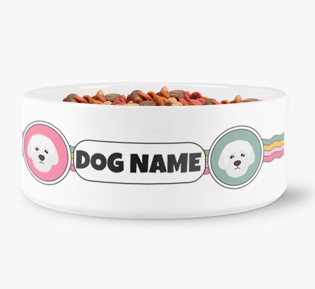 Rainbow Waves - Personalized Dog Bowl for your {breedFullName}