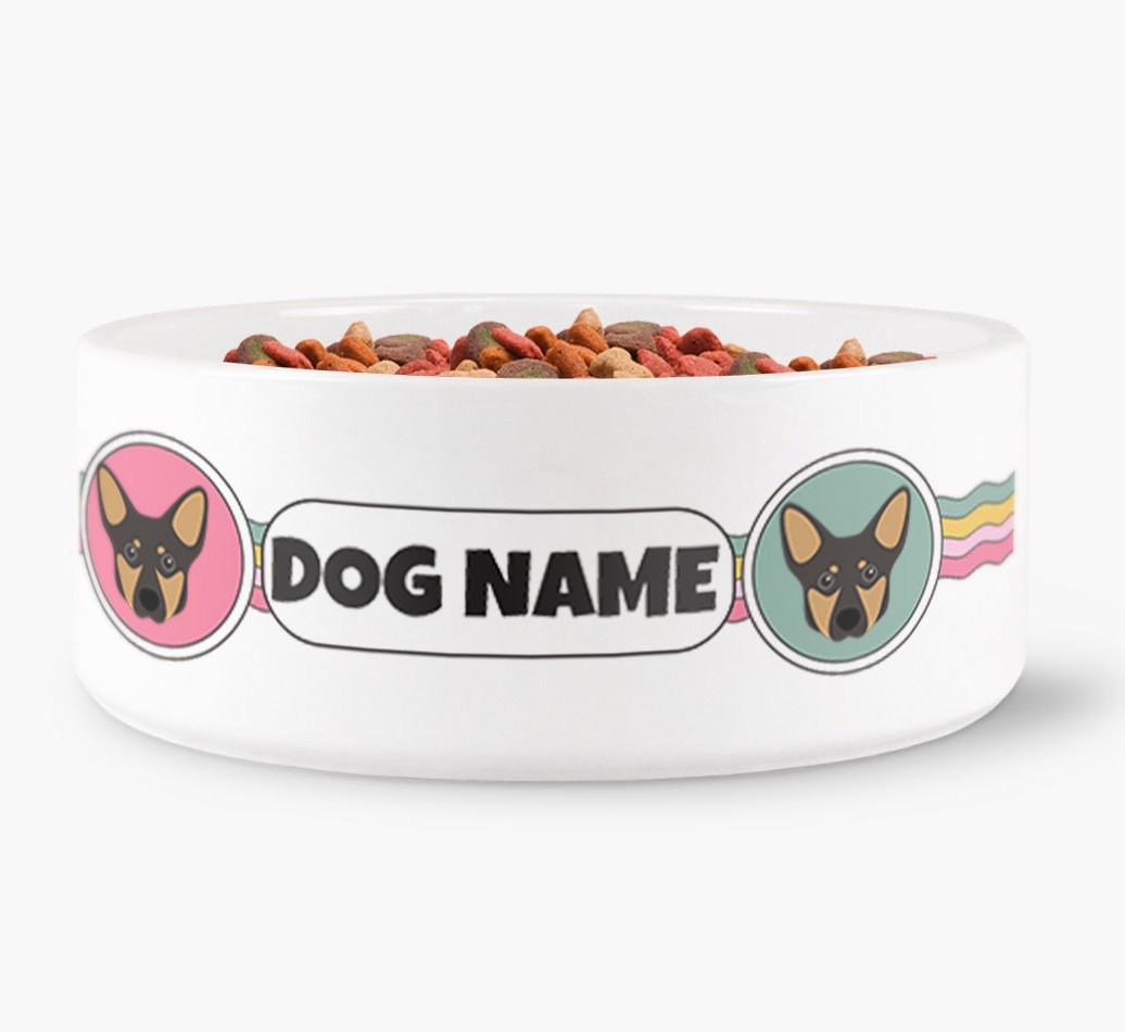 Rainbow Waves - Personalized Dog Bowl for your {breedFullName}