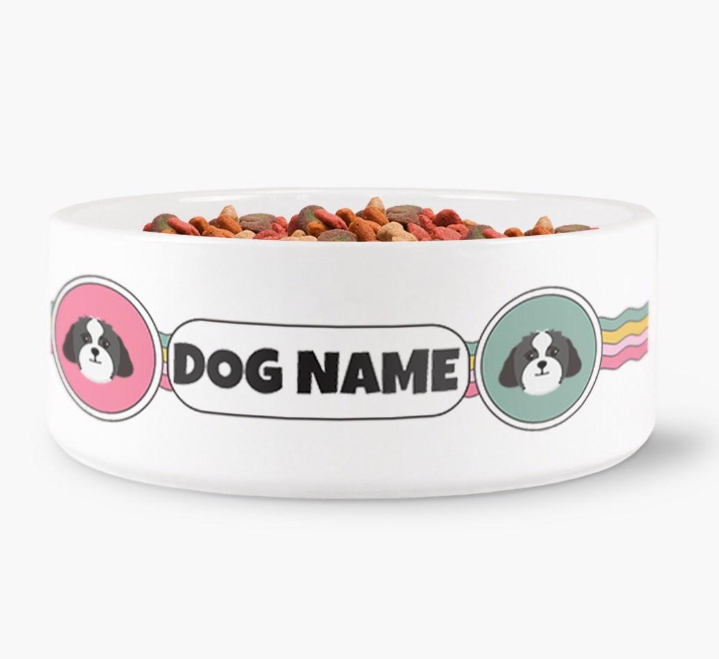 Rainbow Waves - Personalized Dog Bowl for your {breedFullName}