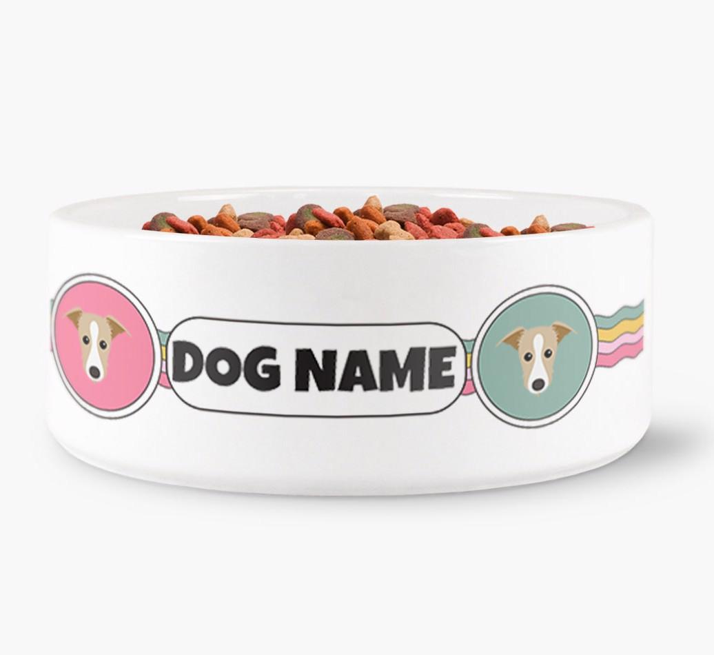 Rainbow Waves - Personalized Dog Bowl for your {breedFullName}