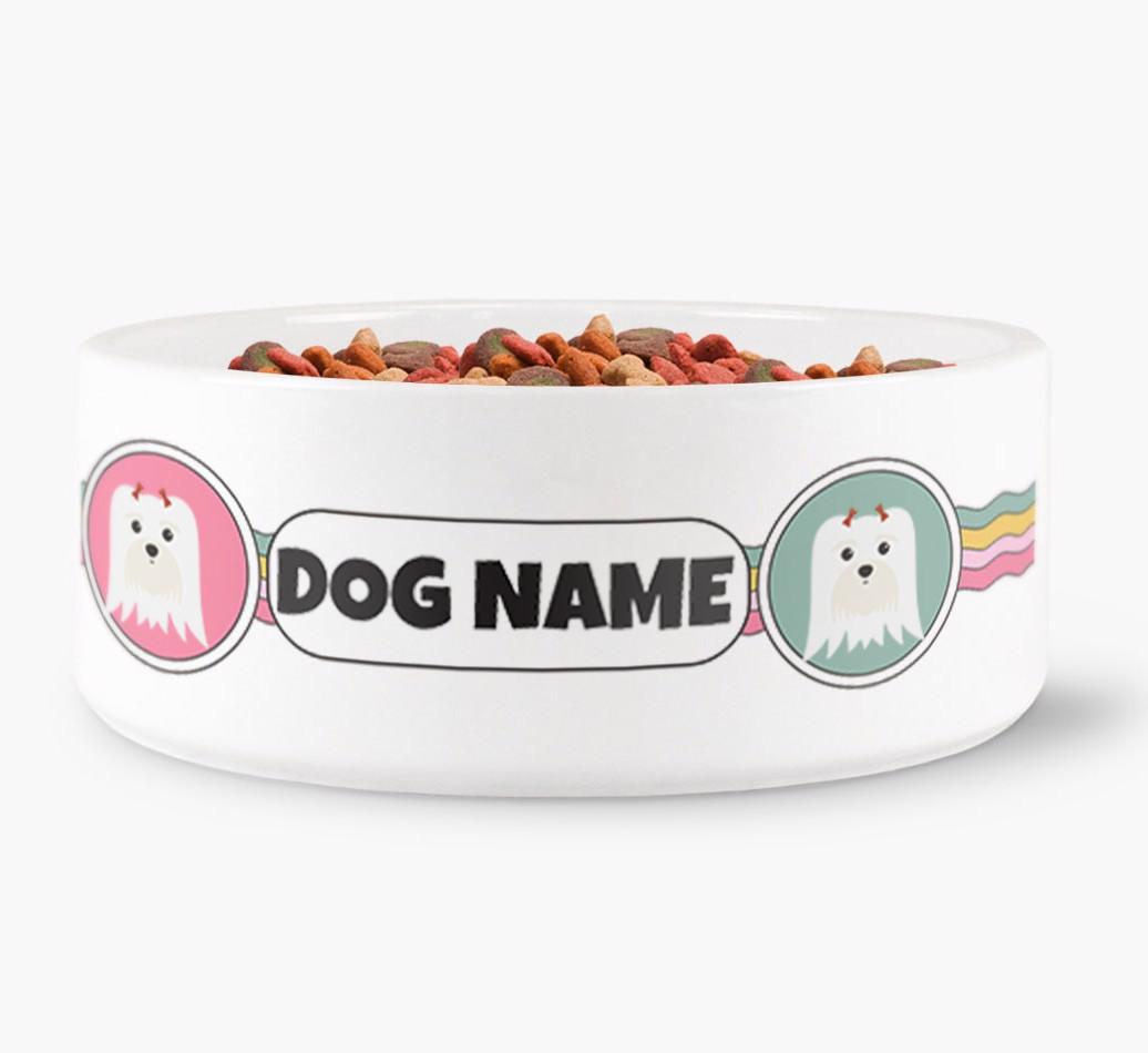 Rainbow Waves - Personalized Dog Bowl for your {breedFullName}