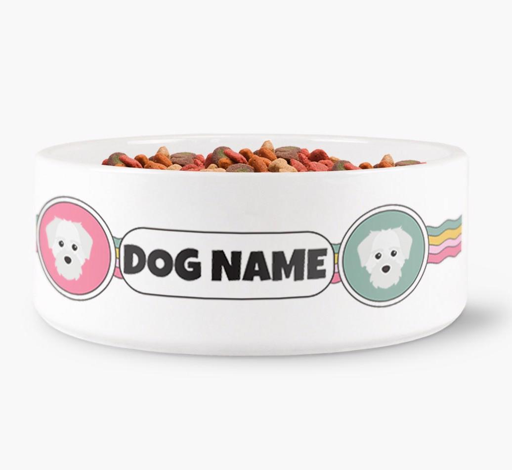 Rainbow Waves - Personalized Dog Bowl for your {breedFullName}