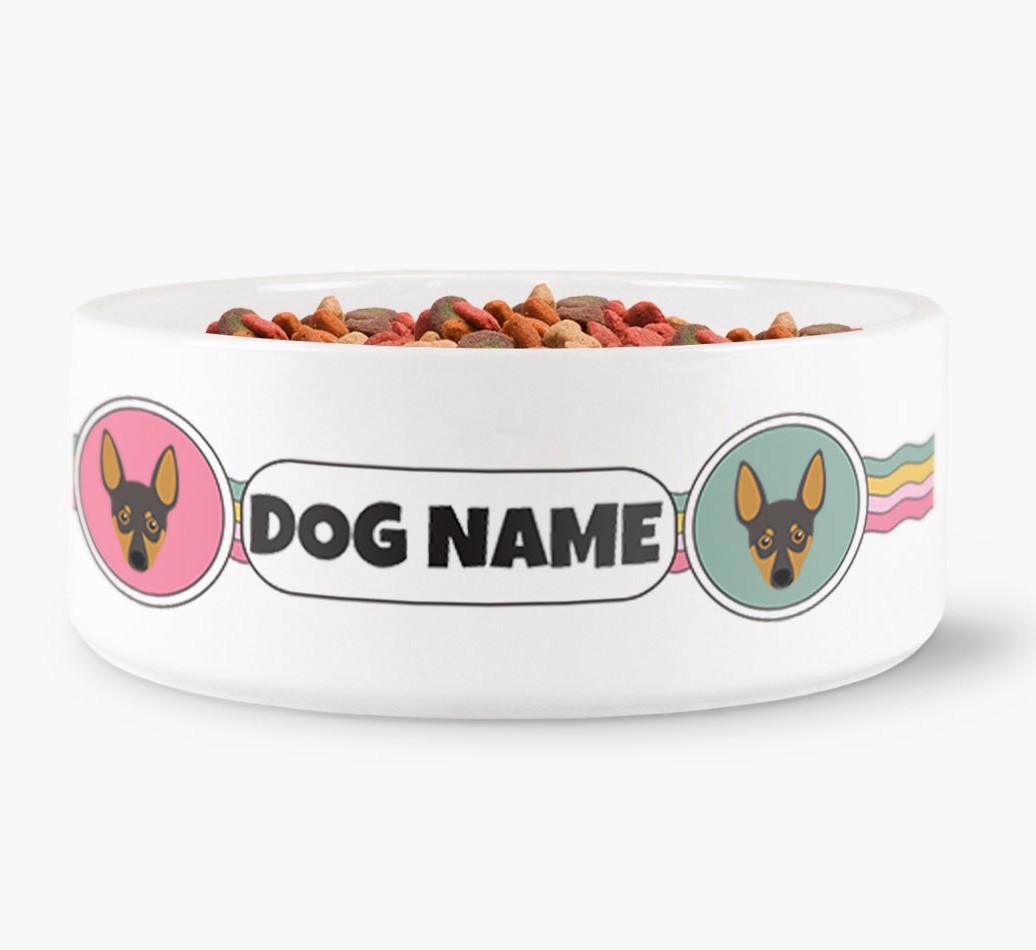 Rainbow Waves - Personalized Dog Bowl for your {breedFullName}