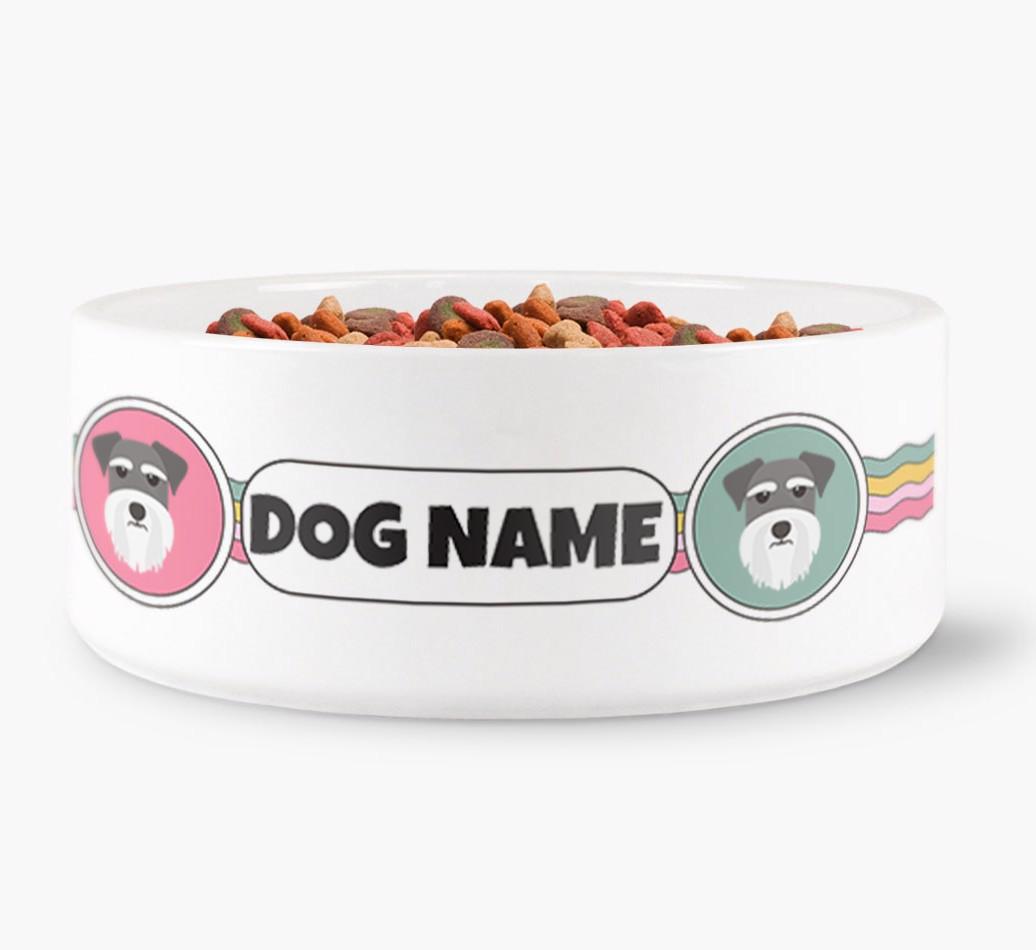 Rainbow Waves - Personalized Dog Bowl for your {breedFullName}