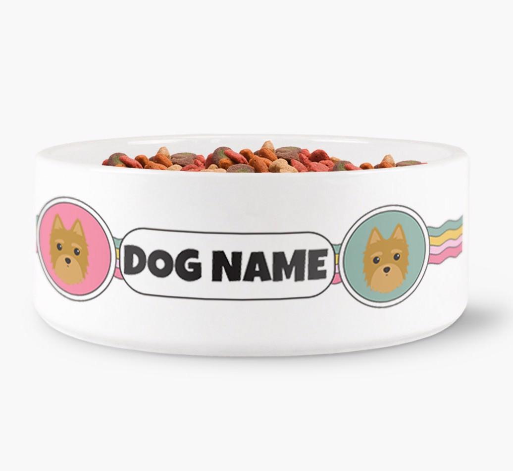 Rainbow Waves - Personalized Dog Bowl for your {breedFullName}