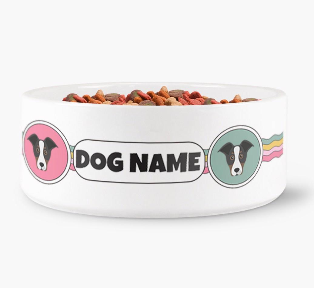 Rainbow Waves - Personalized Dog Bowl for your {breedFullName}