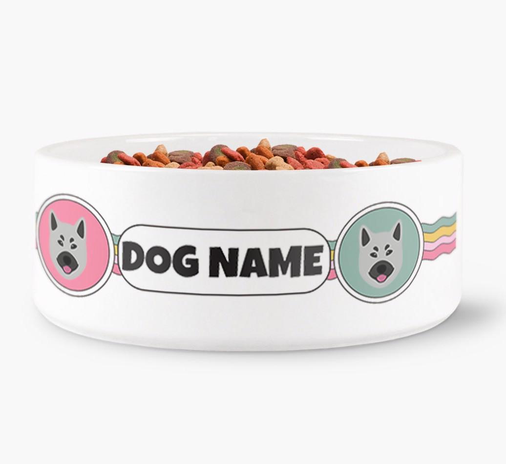 Rainbow Waves - Personalized Dog Bowl for your {breedFullName}