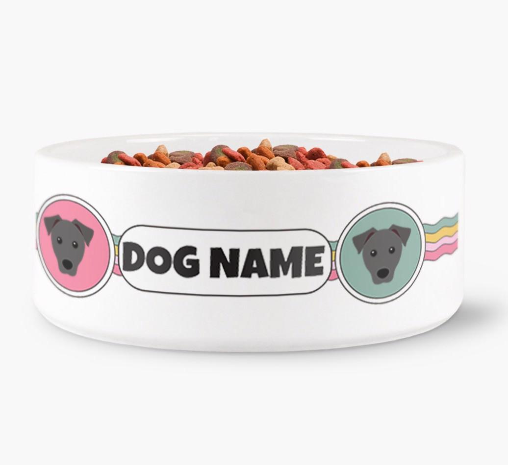 Rainbow Waves - Personalized Dog Bowl for your {breedFullName}
