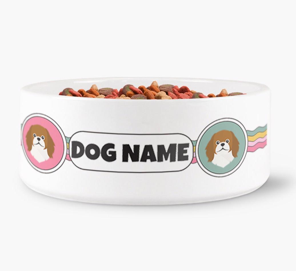 Rainbow Waves - Personalized Dog Bowl for your {breedFullName}