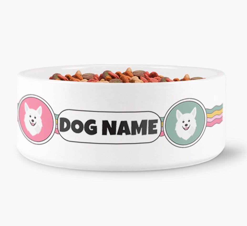 Rainbow Waves - Personalized Dog Bowl for your {breedFullName}