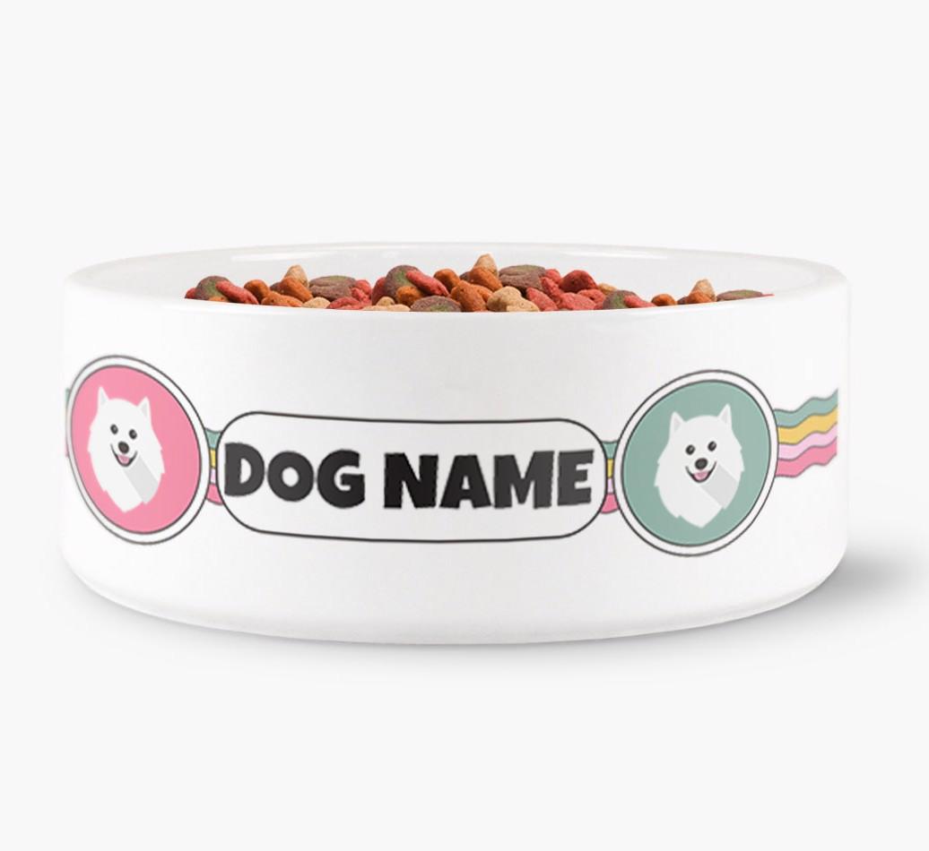 Rainbow Waves - Personalized Dog Bowl for your {breedFullName}