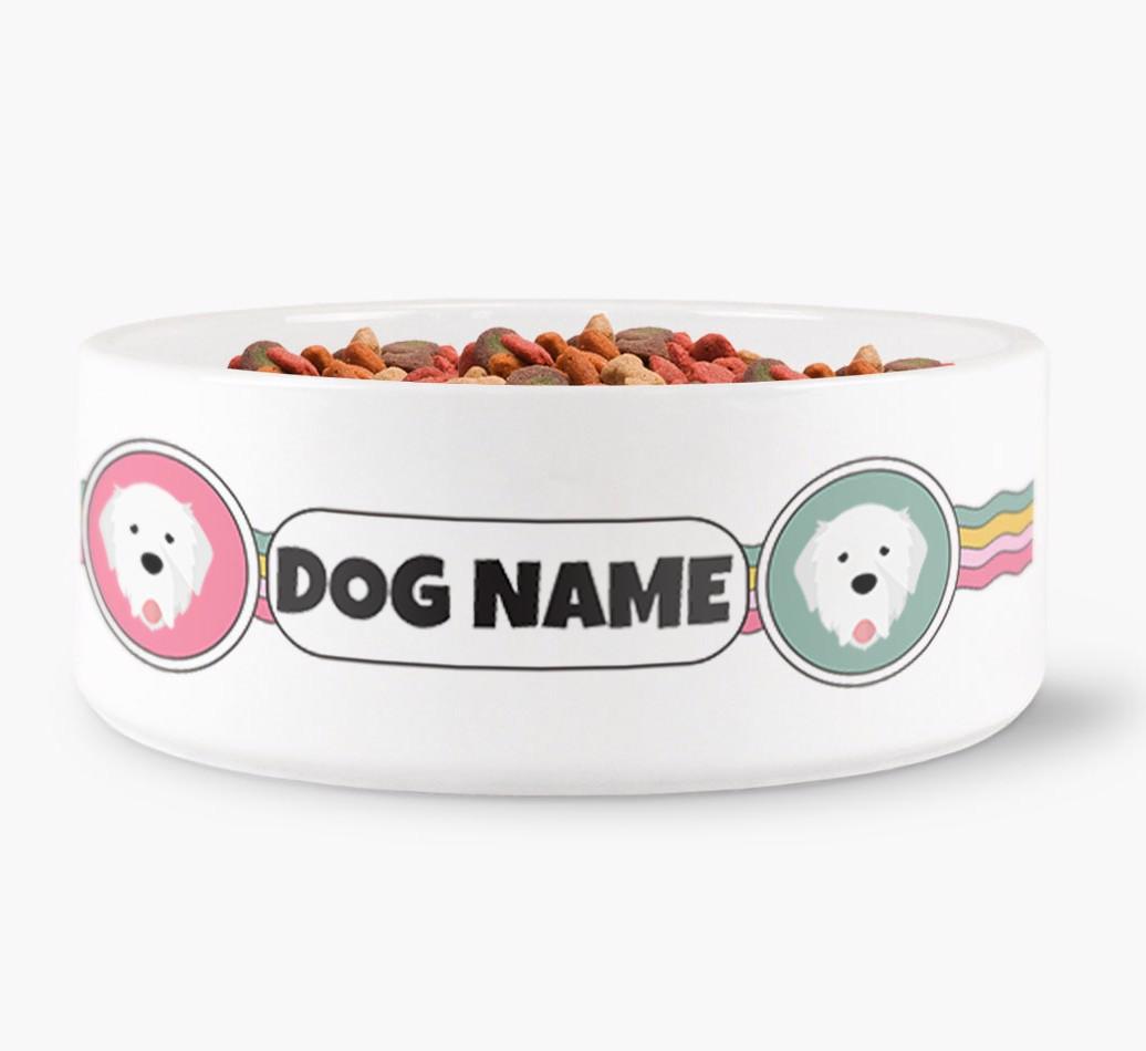 Rainbow Waves - Personalized Dog Bowl for your {breedFullName}