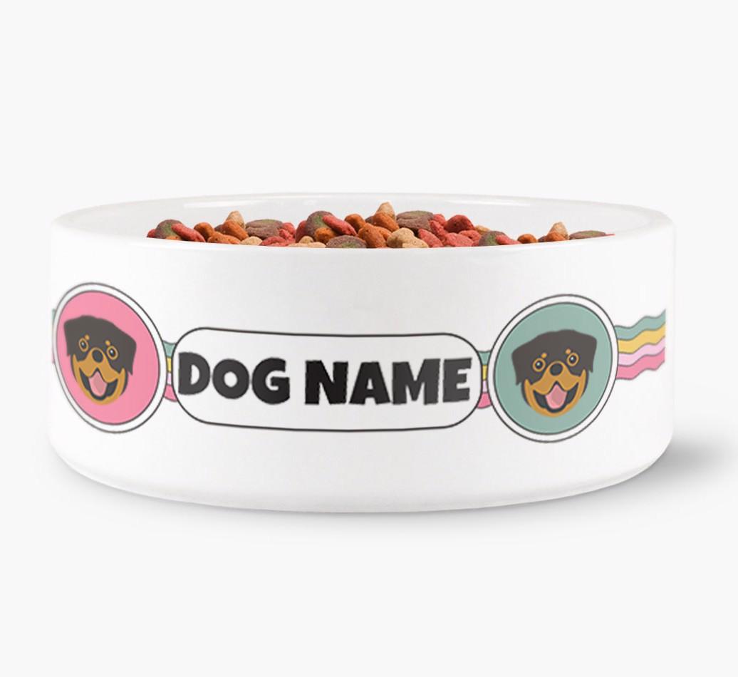 Rainbow Waves - Personalized Dog Bowl for your {breedFullName}