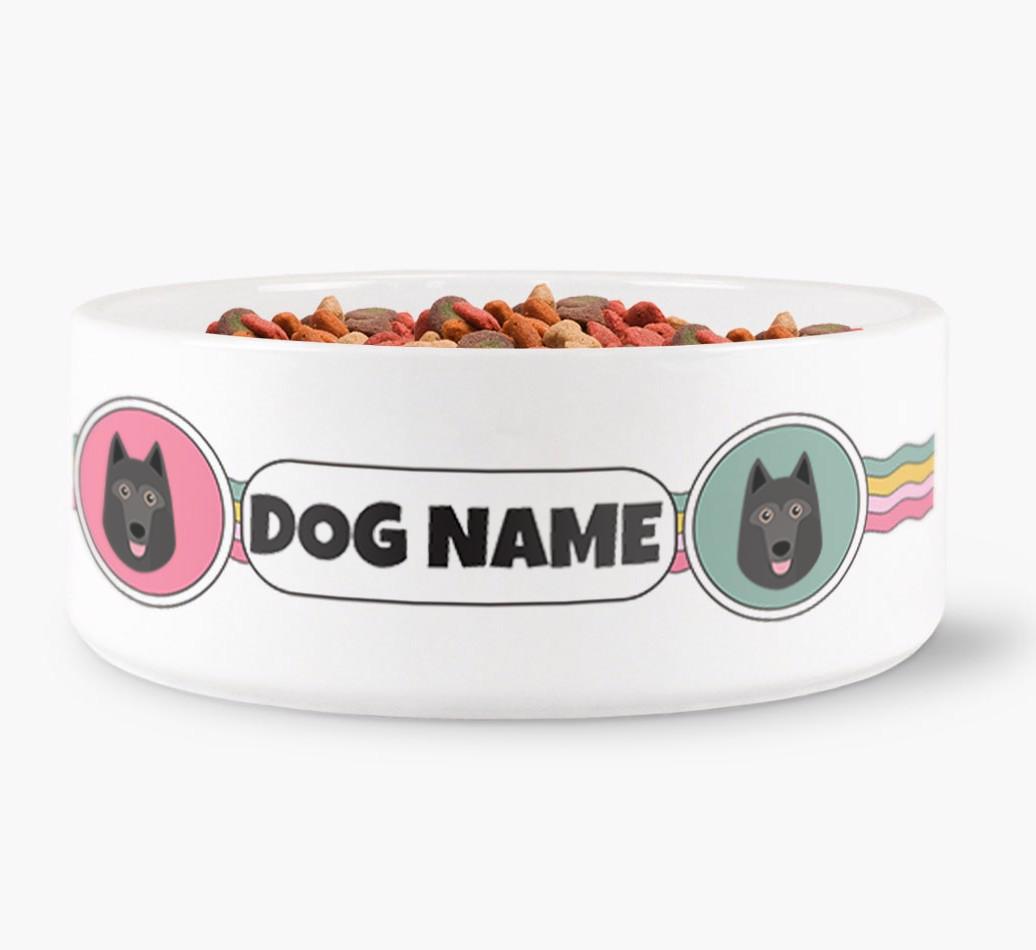 Rainbow Waves - Personalized Dog Bowl for your {breedFullName}