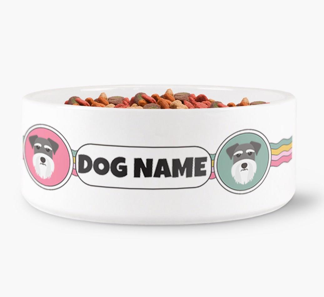Rainbow Waves - Personalized Dog Bowl for your {breedFullName}