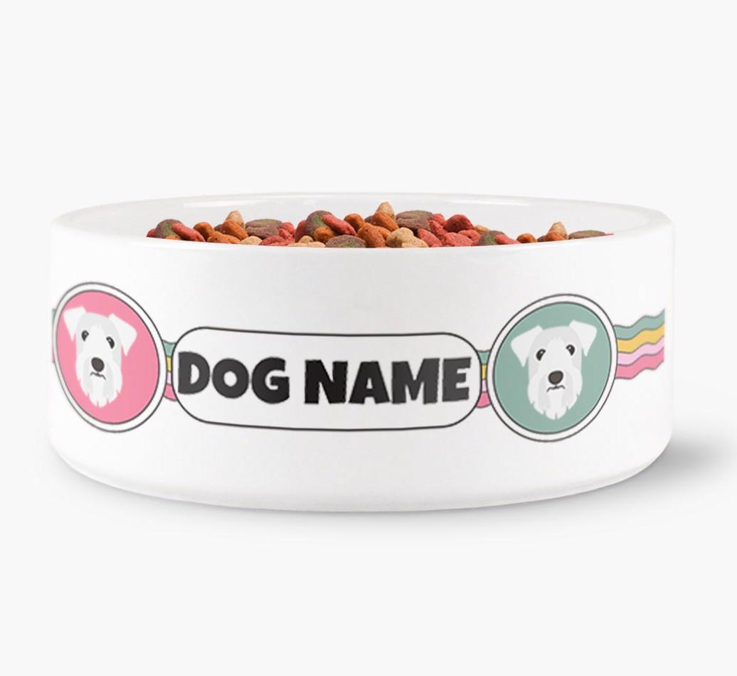 Rainbow Waves - Personalized Dog Bowl for your {breedFullName}
