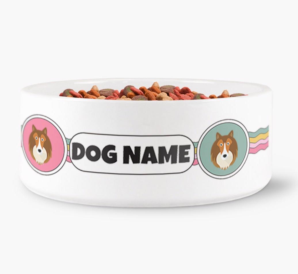Rainbow Waves - Personalized Dog Bowl for your {breedFullName}