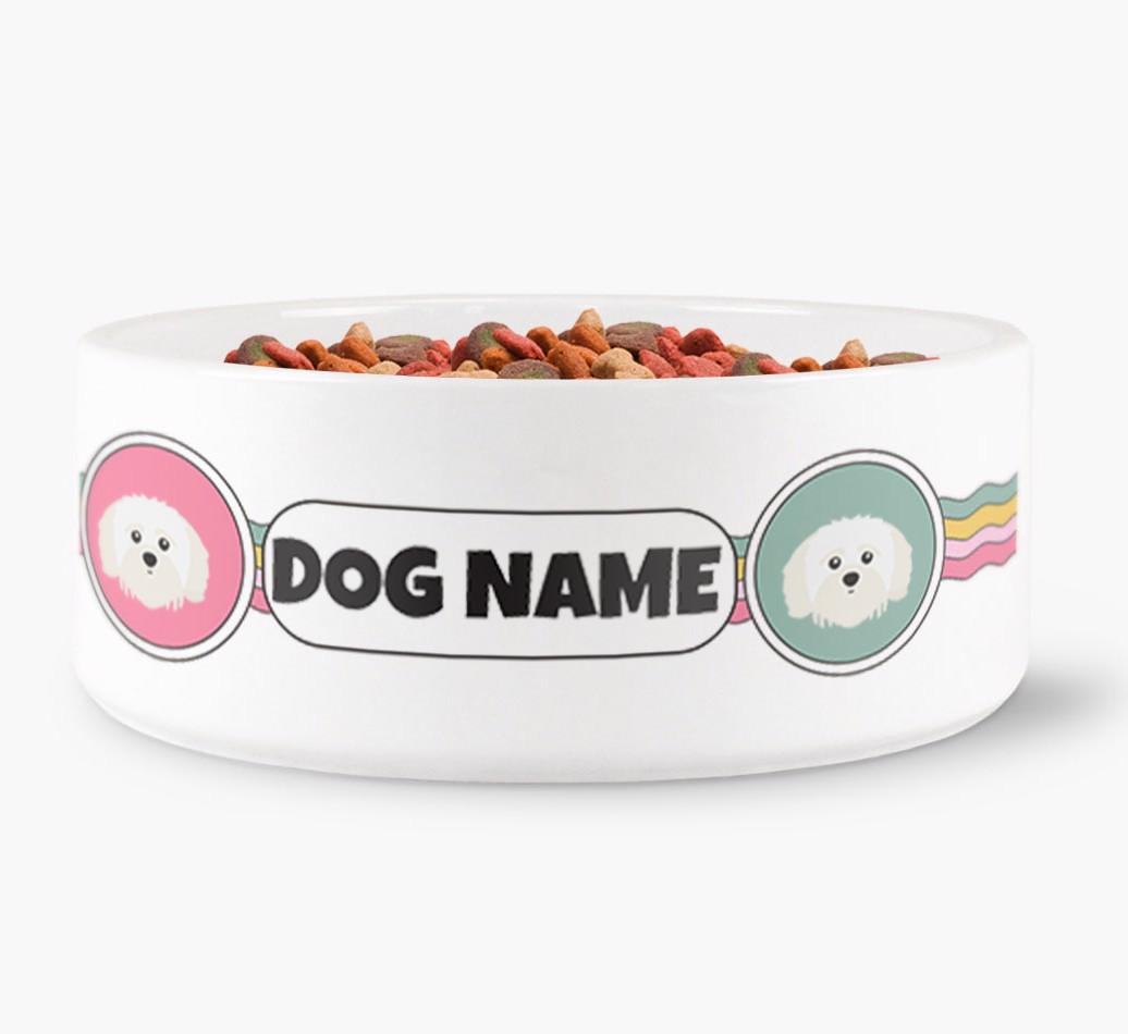 Rainbow Waves - Personalized Dog Bowl for your {breedFullName}