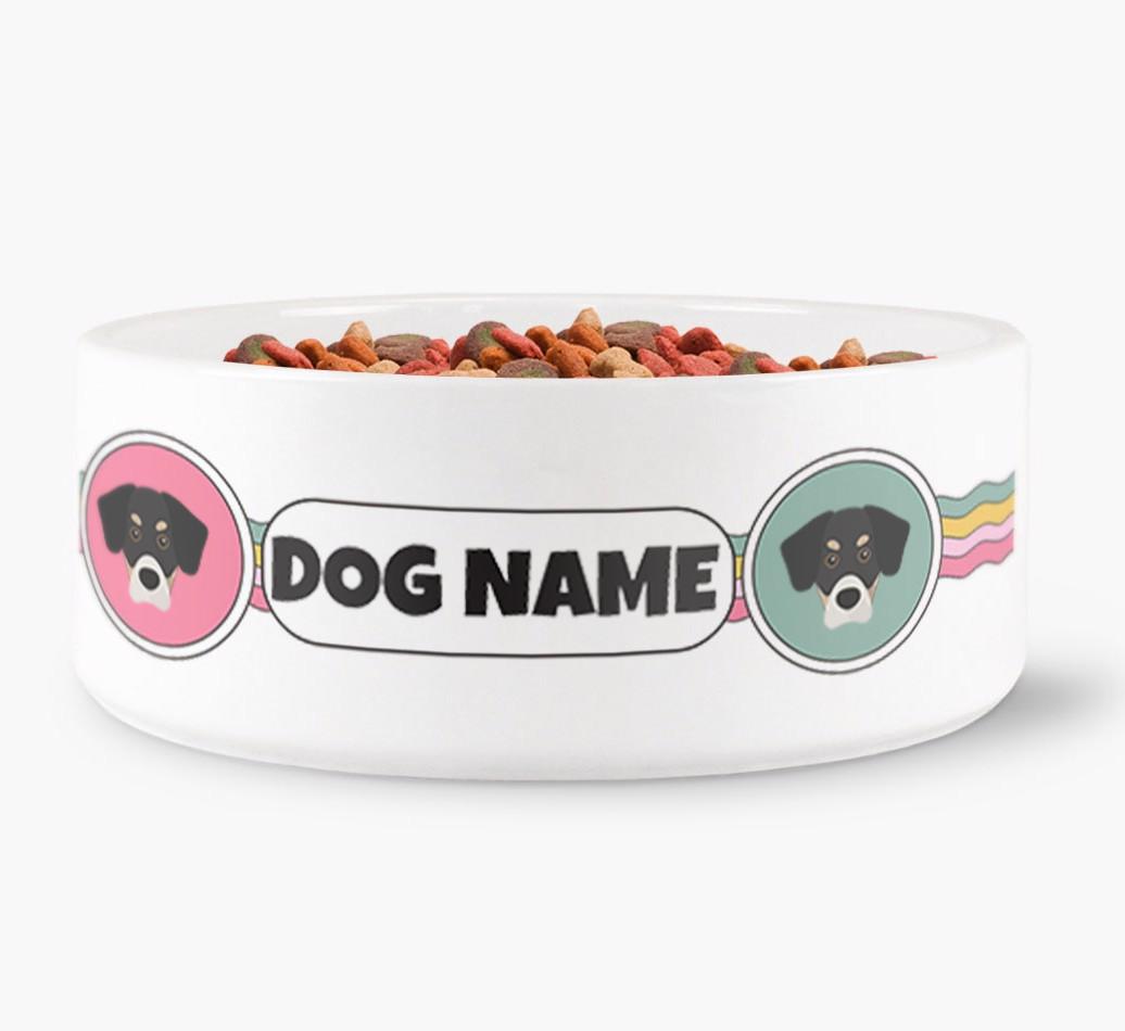 Rainbow Waves - Personalized Dog Bowl for your {breedFullName}