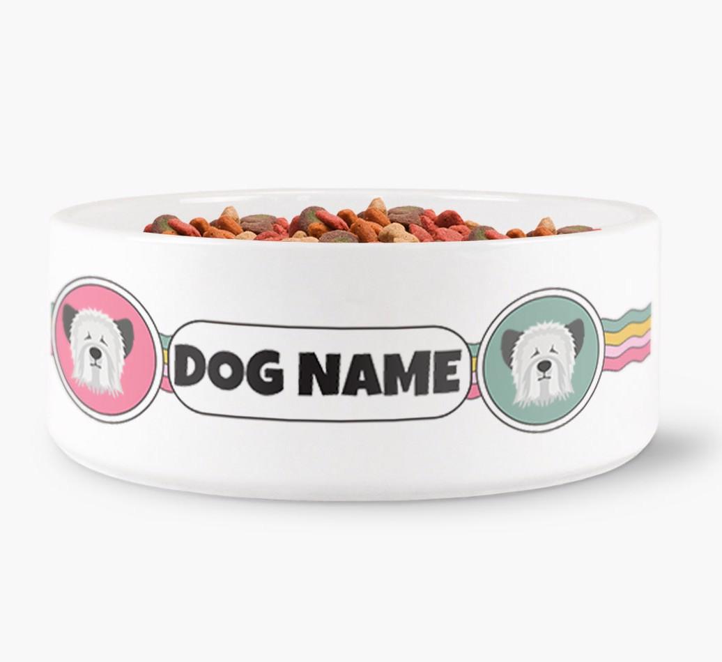 Rainbow Waves - Personalized Dog Bowl for your {breedFullName}
