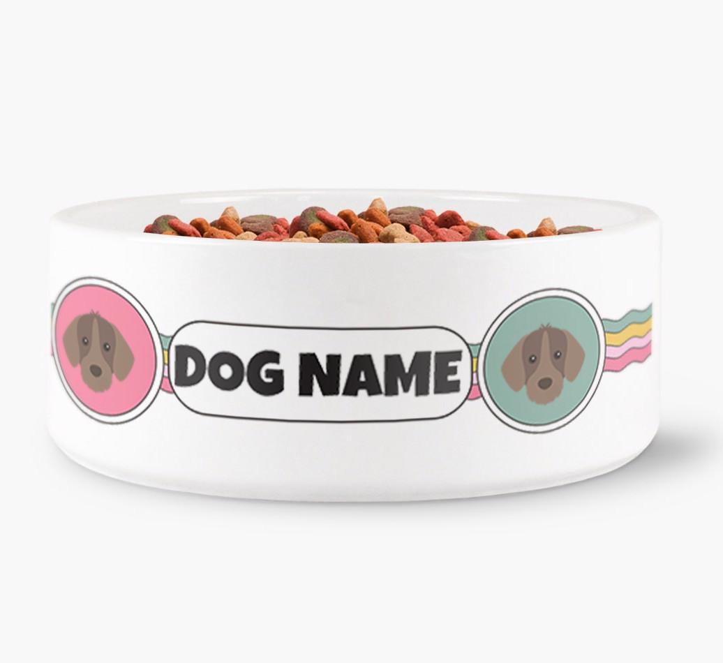 Rainbow Waves - Personalized Dog Bowl for your {breedFullName}