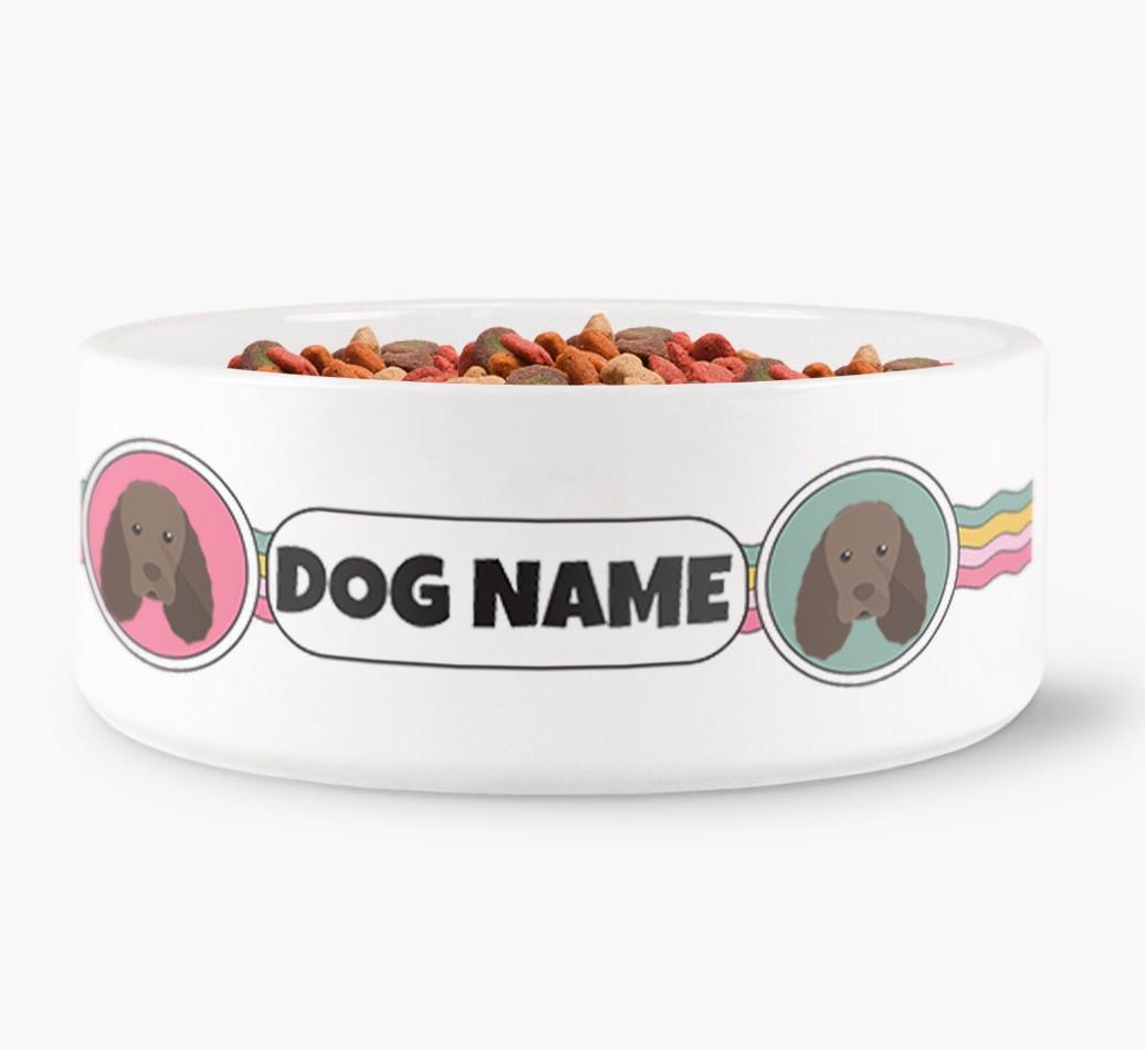 Rainbow Waves - Personalized Dog Bowl for your {breedFullName}