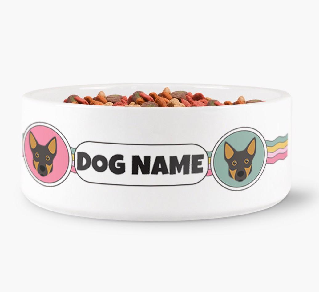 Rainbow Waves - Personalized Dog Bowl for your {breedFullName}