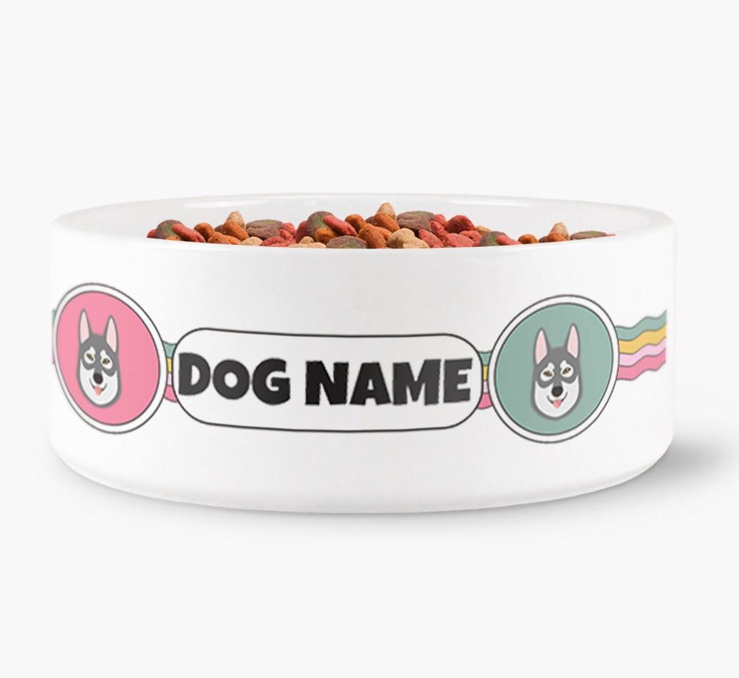 Rainbow Waves - Personalized Dog Bowl for your {breedFullName}