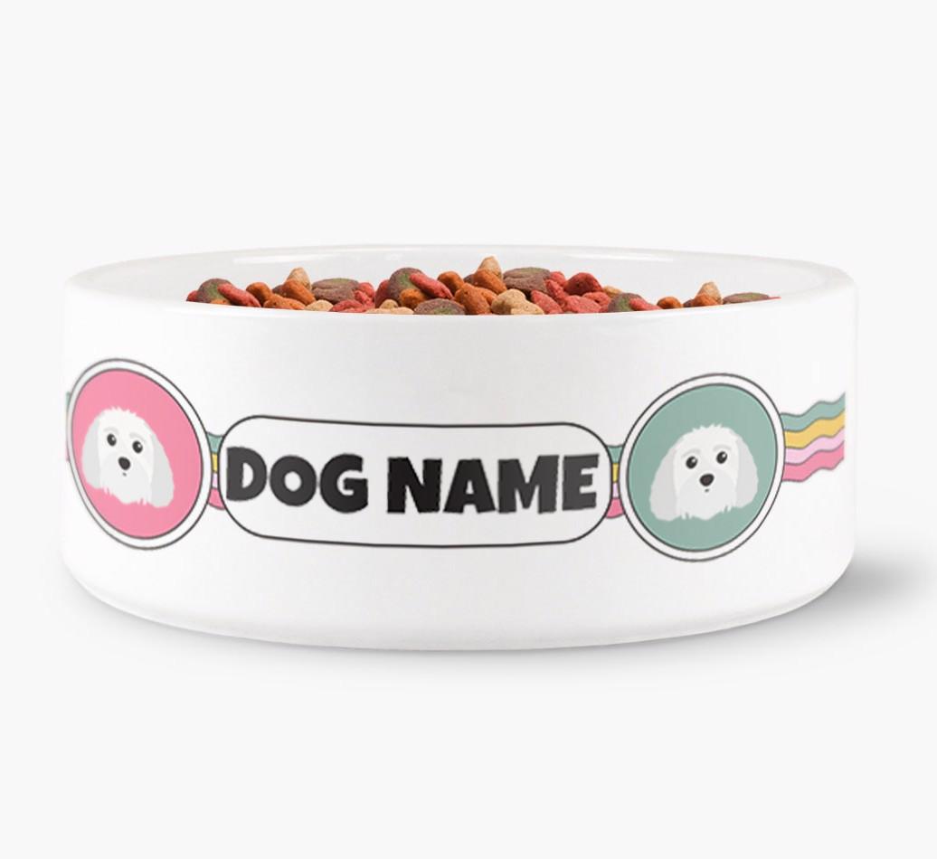 Rainbow Waves - Personalized Dog Bowl for your {breedFullName}