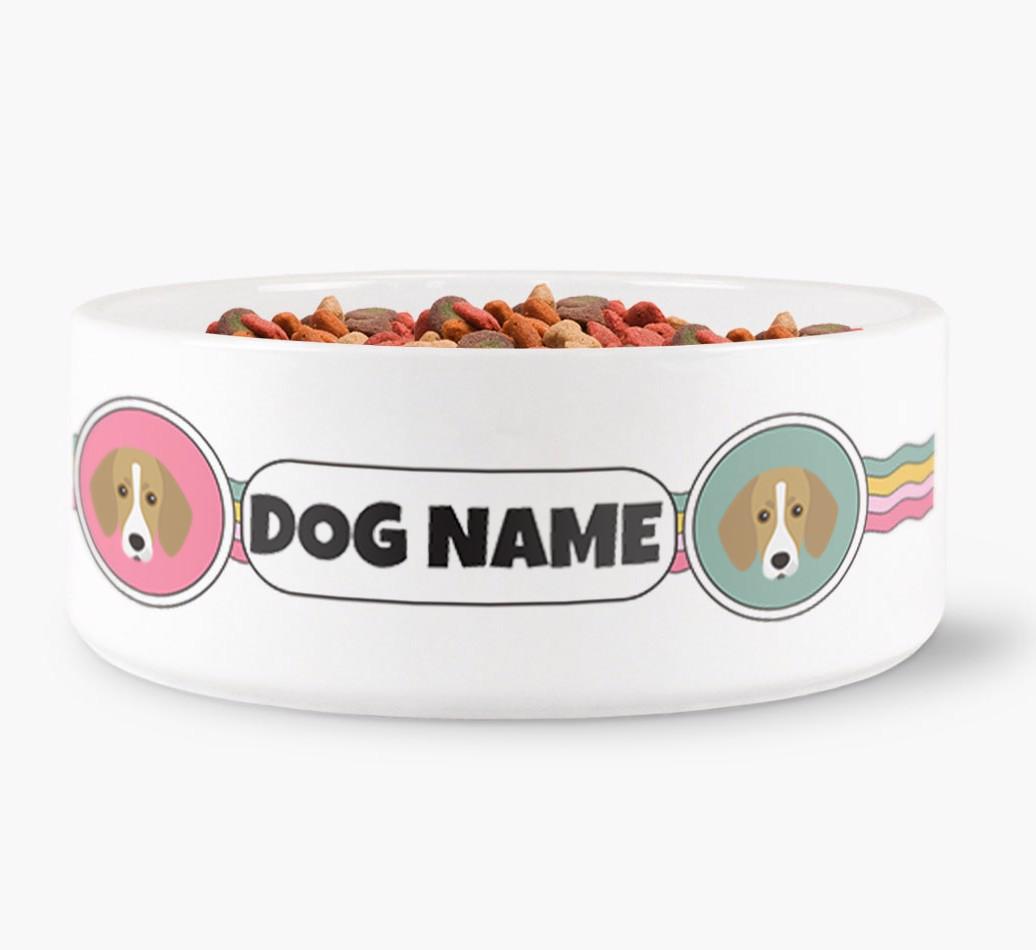Rainbow Waves - Personalized Dog Bowl for your {breedFullName}