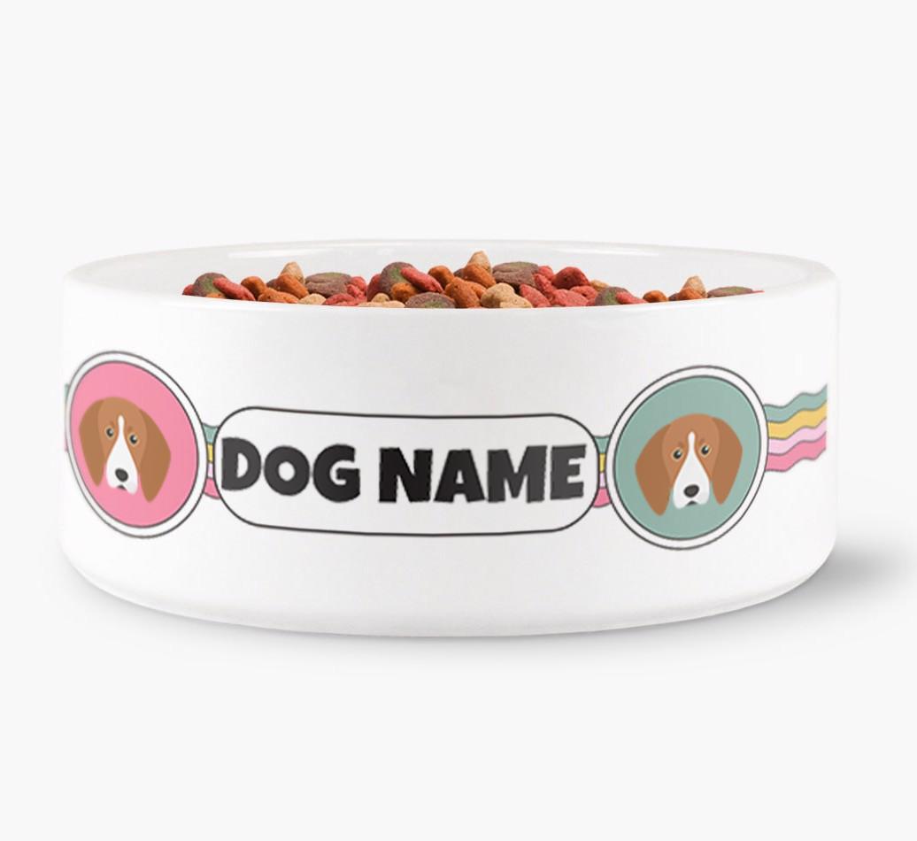 Rainbow Waves - Personalized Dog Bowl for your {breedFullName}