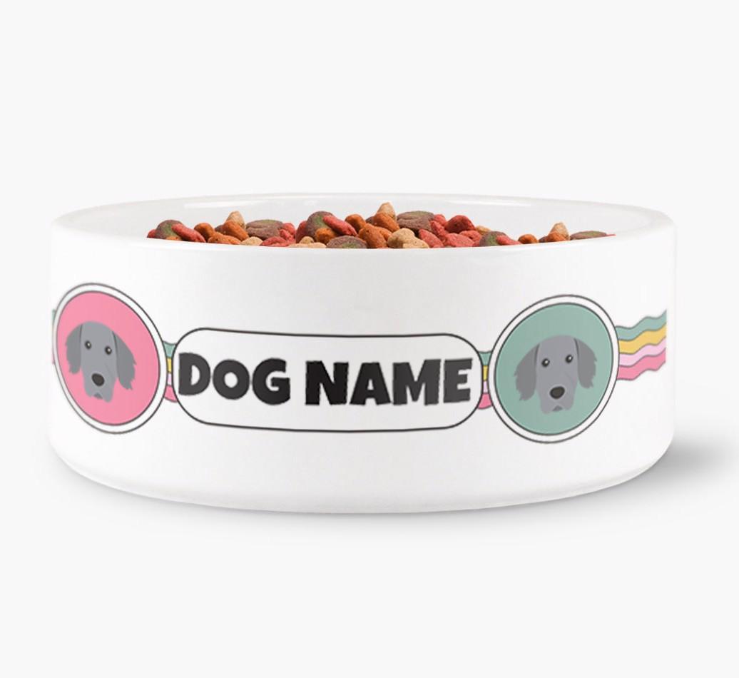 Rainbow Waves - Personalized Dog Bowl for your {breedFullName}